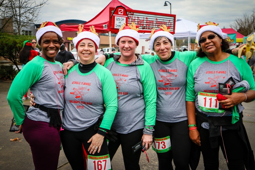 Racers after running the 2018 Jingle Bell 5k