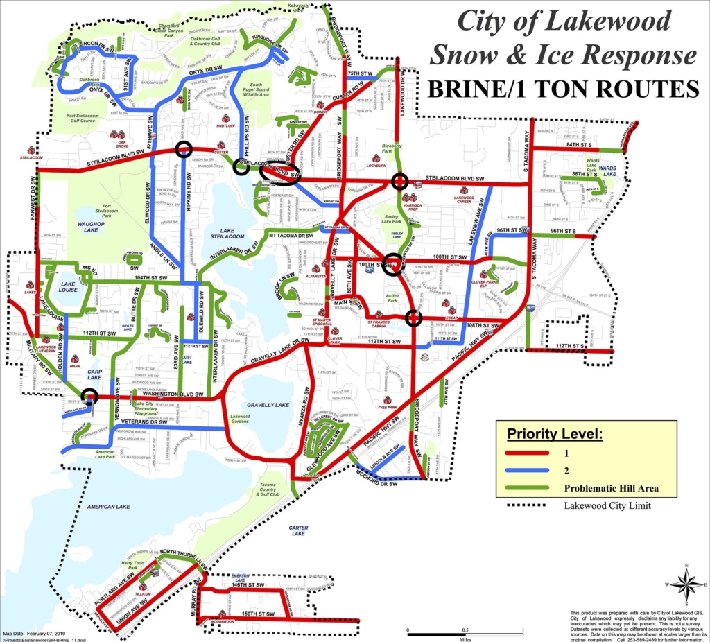 Map of ice and snow priority clearing routes