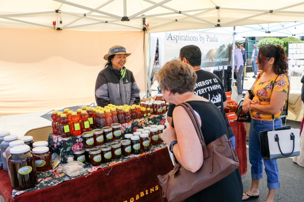 Lakewood Farmers Market 2019 opening day, people shopping