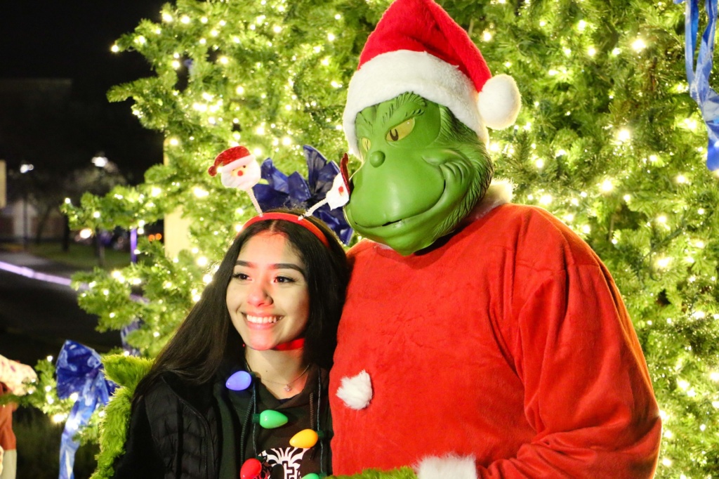 The Grinch poses for photos at the 23rd Annual Lakewood, WA Christmas Tree Lighting Ceremony