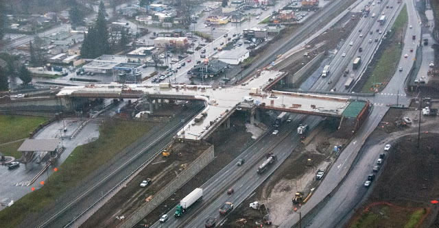 Overhead image of the Berkeley Street overpass construction work from December 2019