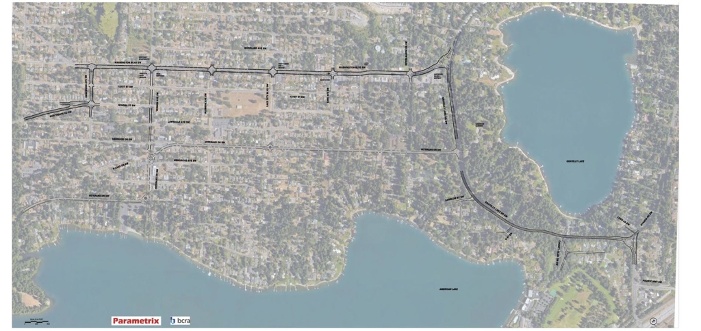 Bản đồ trên cao về những cải tiến được đề xuất dọc theo hành lang Đại lộ Washington