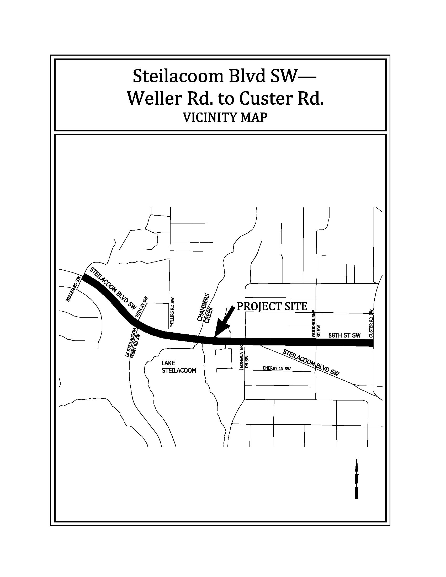 Bản đồ của địa điểm dự án Steilacoom Blvd SW.
