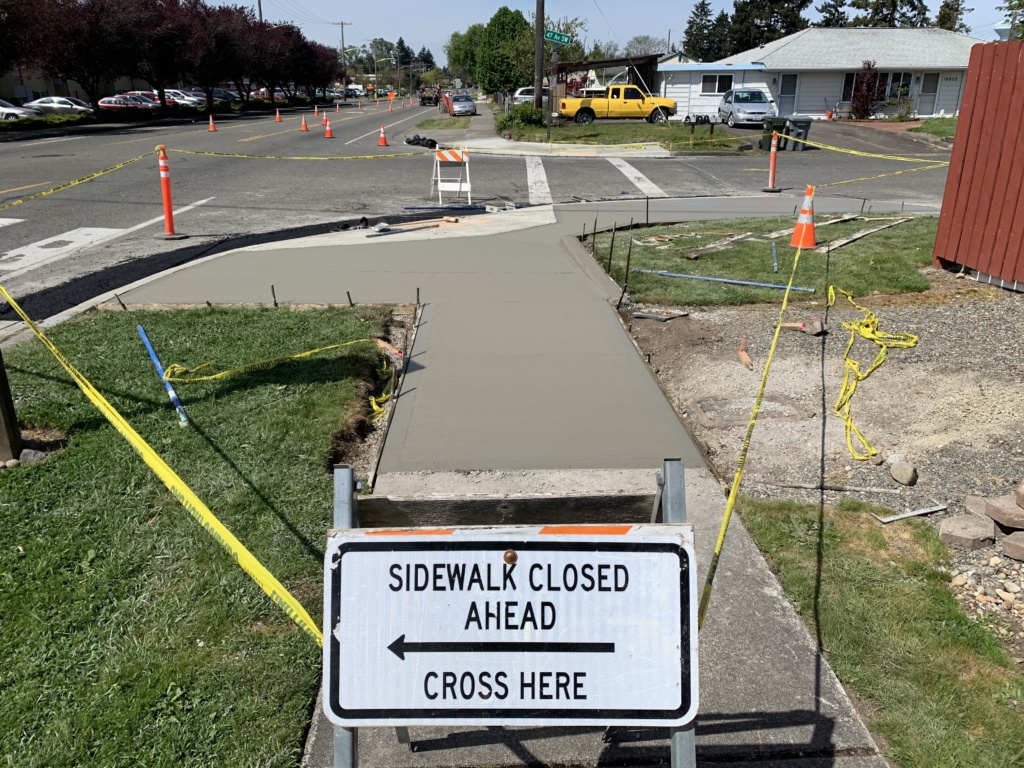 Sidewalk is closed at 47th and 108th