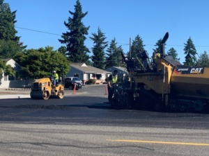 Paving at the 108th and Addison intersection
