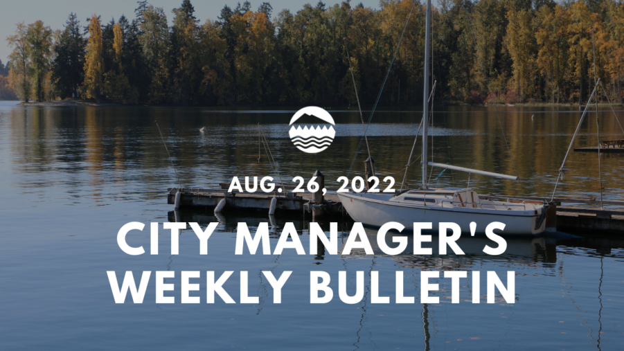 City Managers bulletin Aug 26, 2022 image with sailboat on American Lake in background