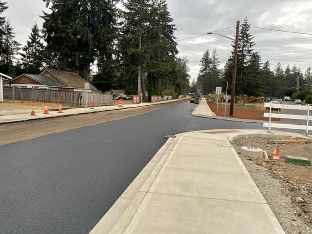 Looking down North Gate Road in Lakewood where the road is being paved.