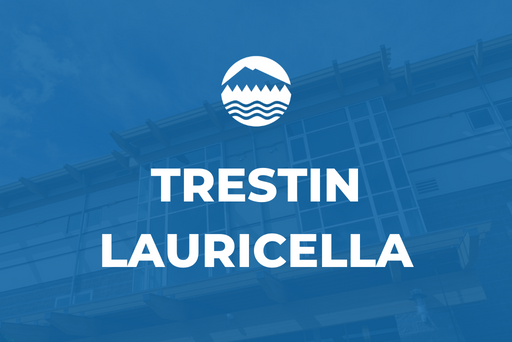 Blue graphic with city of Lakewood logo above the words "Trestin Lauricella."