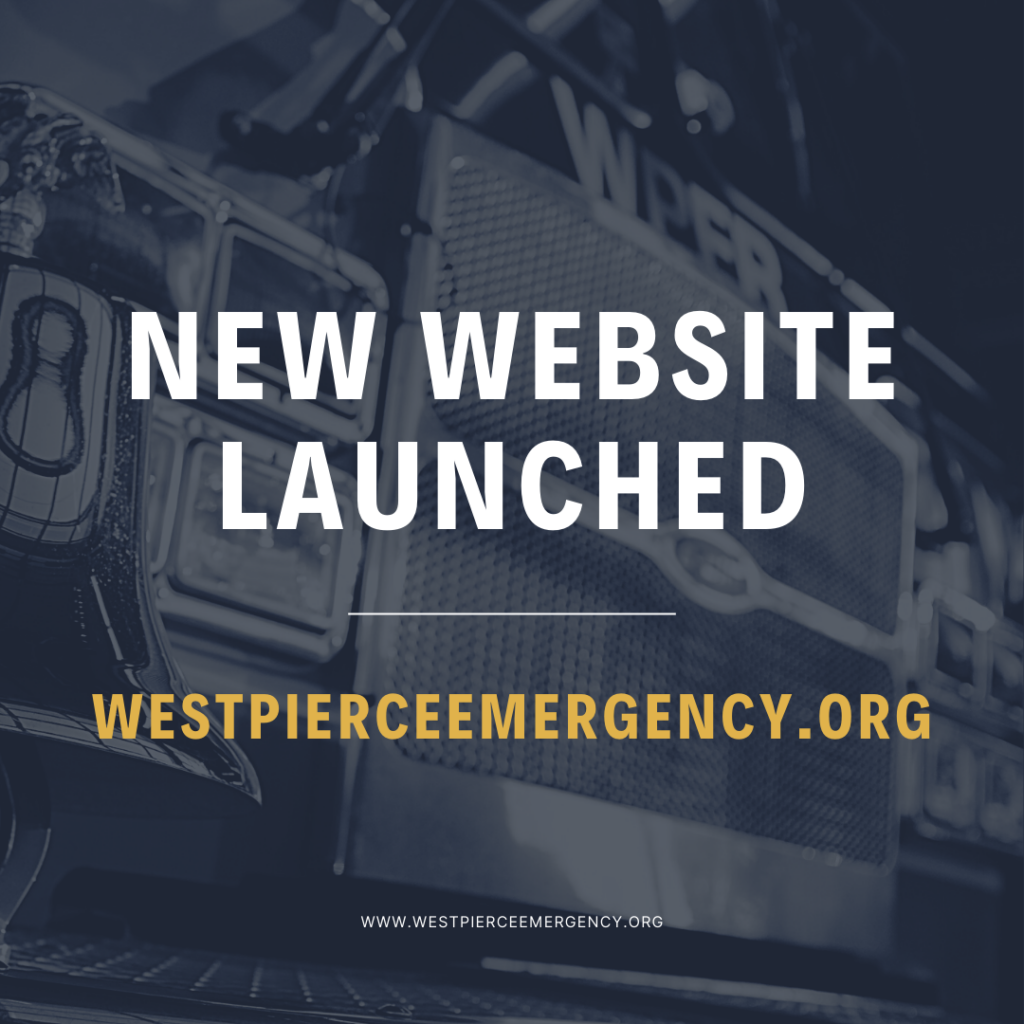 Hình ảnh có dòng chữ màu trắng: Đã ra mắt trang web mới. WestPierceEmergency.Org