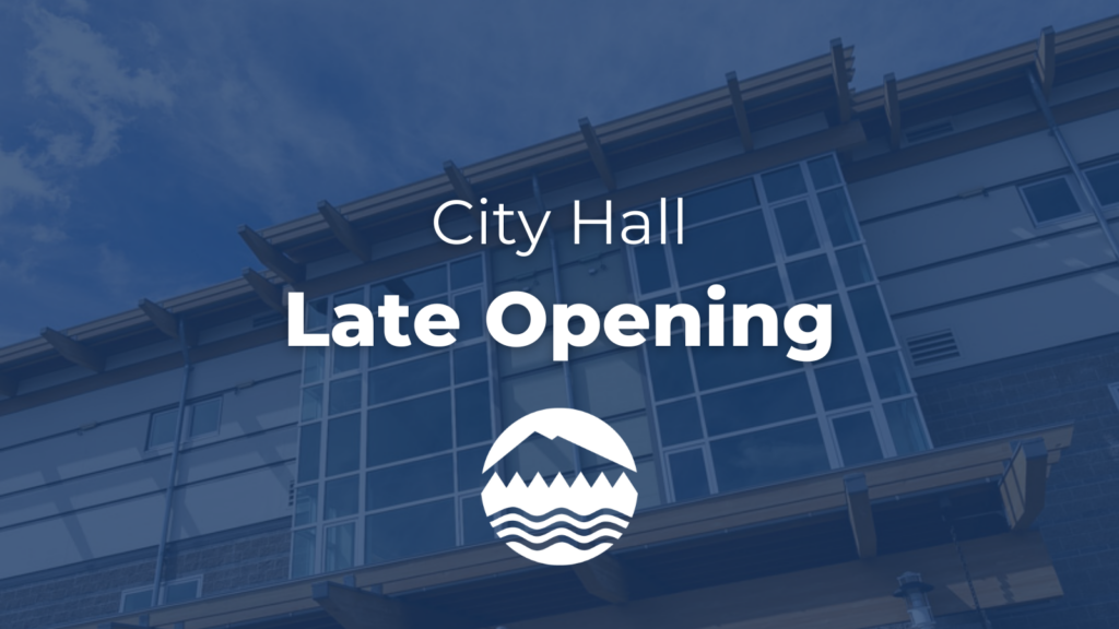 White text on image reads City Hall Late Opening