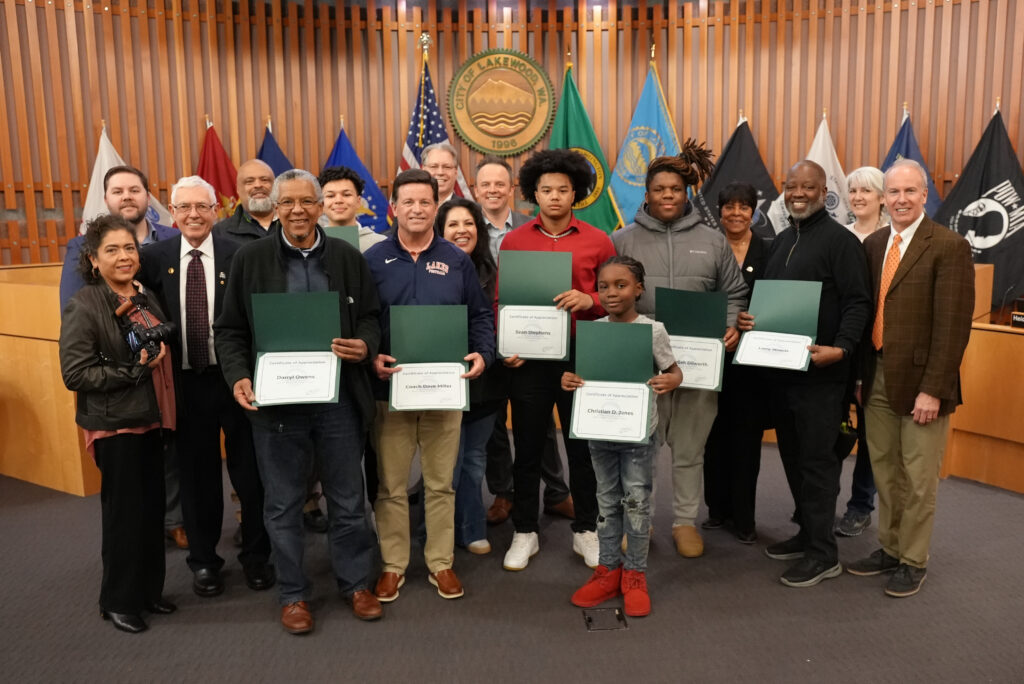 The Lakewood City Council poses with participants in the 2024 MLK Committee's video series honoring the legacy of Dr. King.