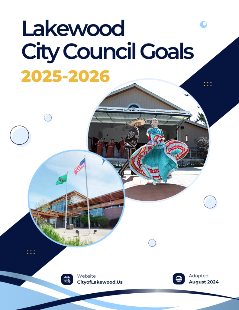 Image of the cover of a pdf document of the Lakewood City Council Goals for 2025-2026.