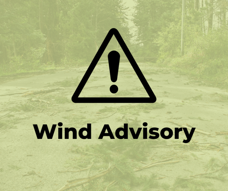 A graphic that reads Wind Advisory