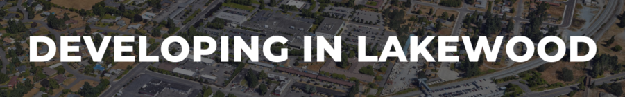 Aerial shot of an industrial park with the words "Developing in Lakewood" over the top.