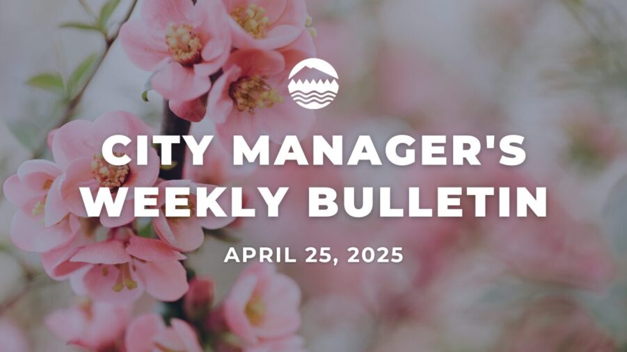 City Manager's Weekly Bulletin April 25, 2025 text over an image of cherry blossoms