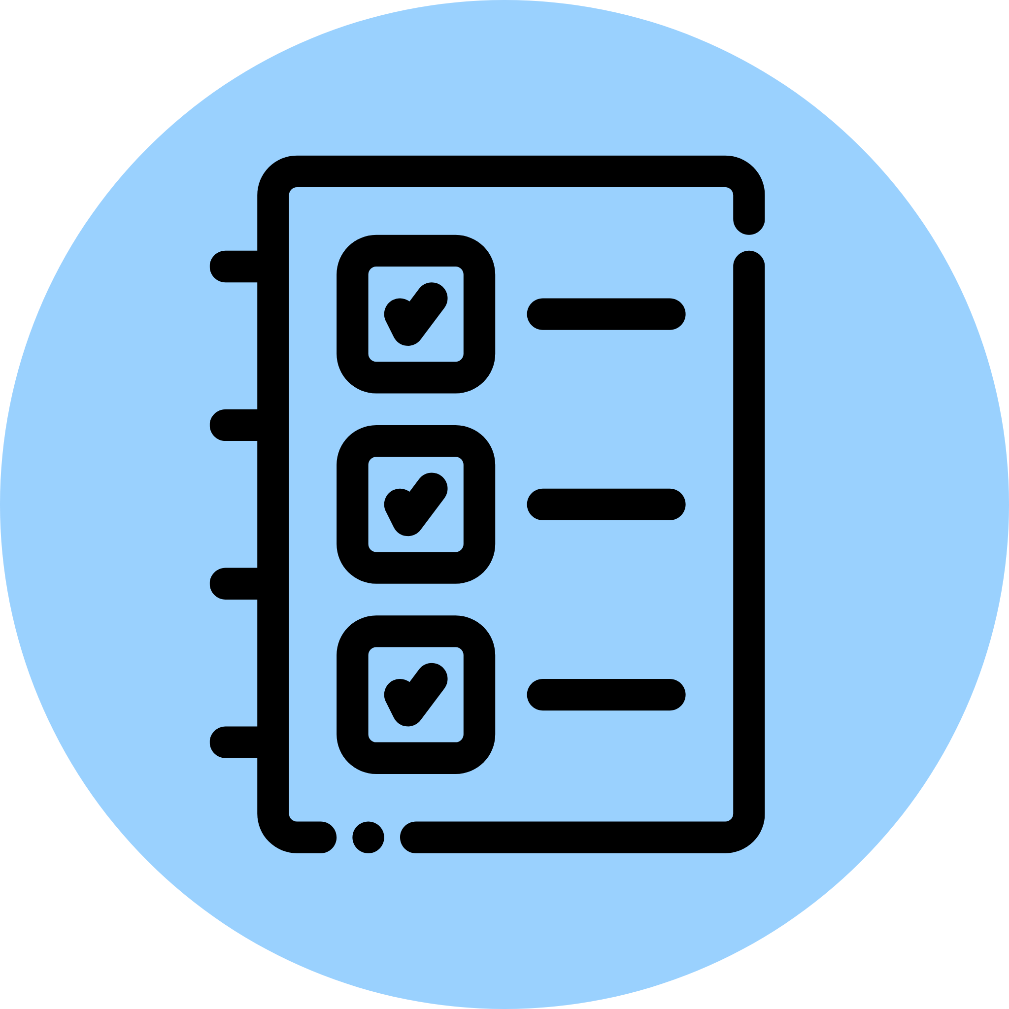 Icon depicting a to-do list with check marks.