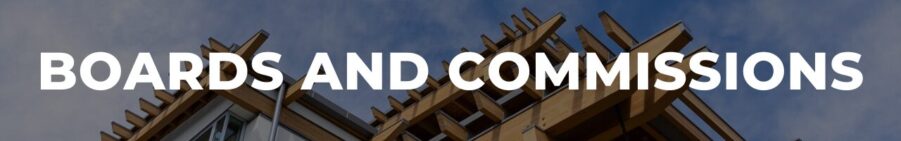 Picture of Lakewood City Hall with the words "Boards and Commissions" over the top.
