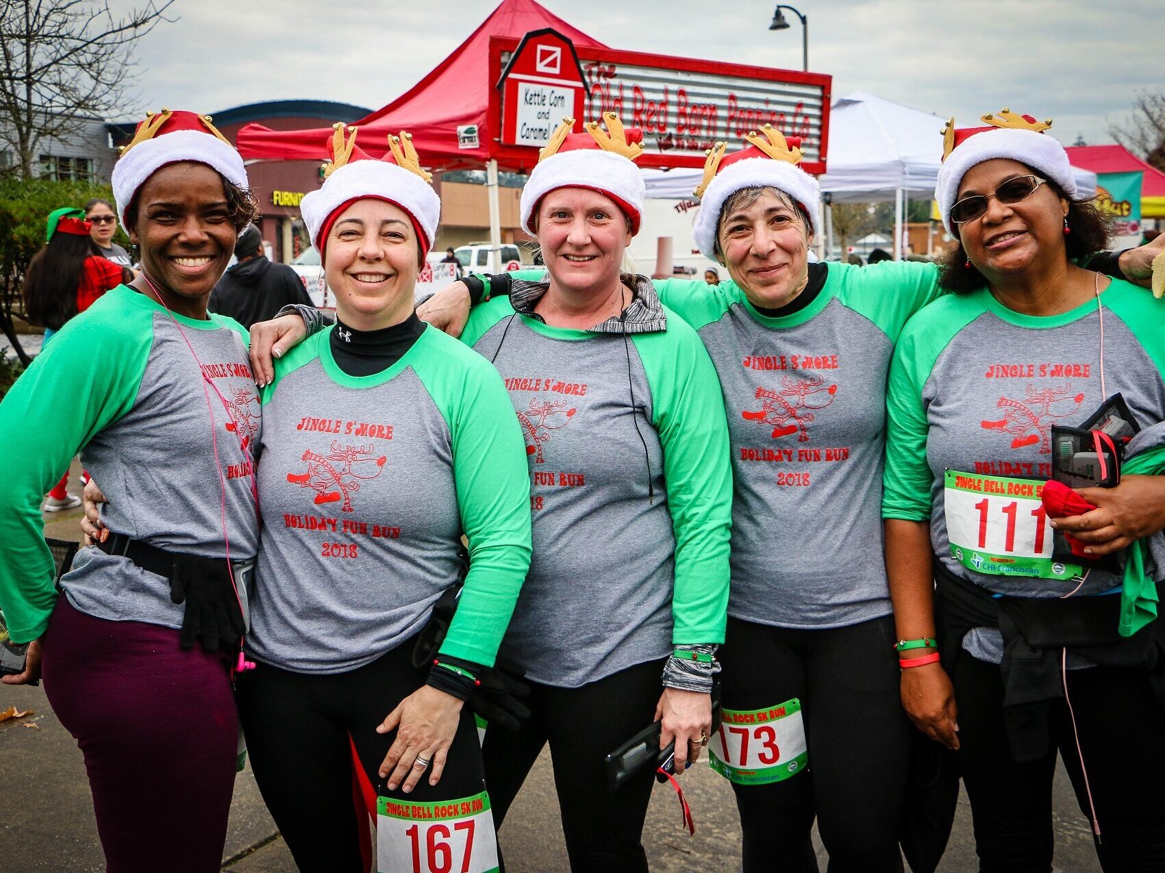 Racers after running the 2018 Jingle Bell 5k