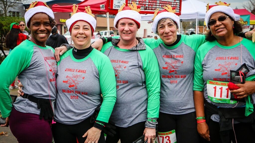 Racers after running the 2018 Jingle Bell 5k